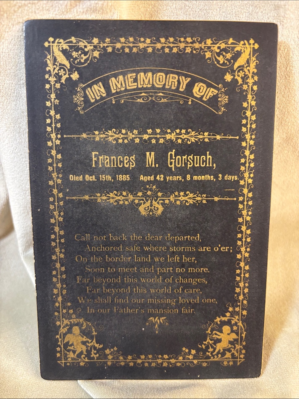 1800’s Obituary Memorial Announcement Card Collectible